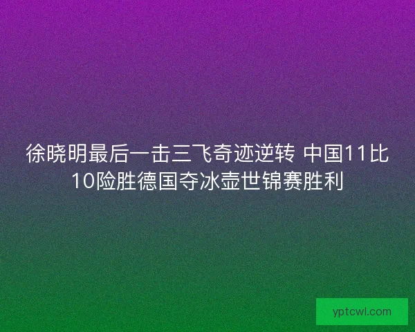徐晓明最后一击三飞奇迹逆转 中国11比10险胜德国夺冰壶世锦赛胜利