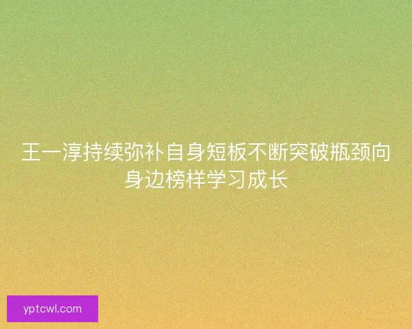 王一淳持续弥补自身短板不断突破瓶颈向身边榜样学习成长